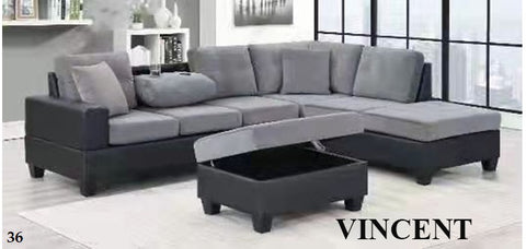 VINCENT - A CORNER SECTIONAL WITH A STORAGE OTTOMAN
