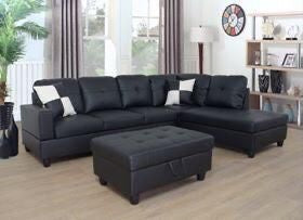 BELMONT - SECTIONAL SET WITH STORAGE OTTOMAN BLACK FRIDAY