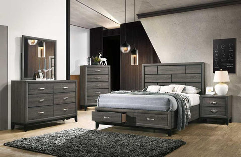 WENDY GREY - 6 PC BEDROOM SET WITH DRAWERED BED