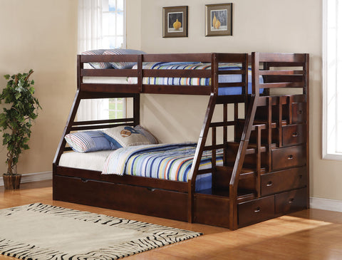 MARI - BUNK BED SINGLE OVER DOUBLE WITH TRUNDLE AND STORAGE