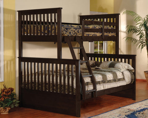 ELLIOT BUNK BED - SINGLE OVER DOUBLE SOLID WOOD (White, Espresso)