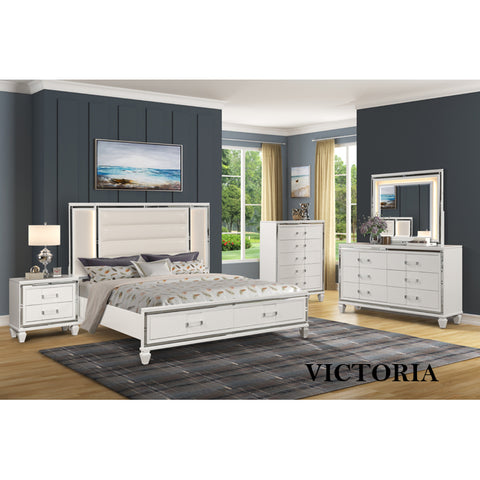 VICTORIA - 6 PC MODERN BEDROOM SET WITH STORAGE AND LED LIGHTS