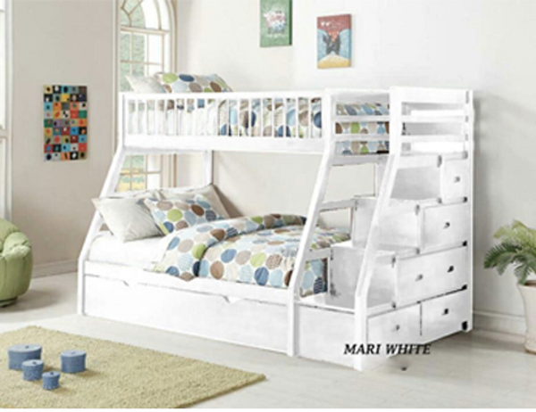 MARI - BUNK BED SINGLE OVER DOUBLE WITH TRUNDLE AND STORAGE