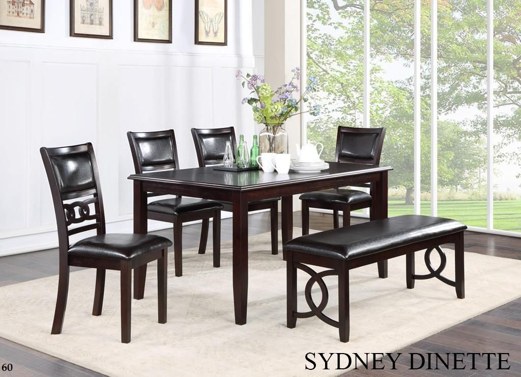 SYDNEY - MODERN 6 PC DINING SET WITH BENCH