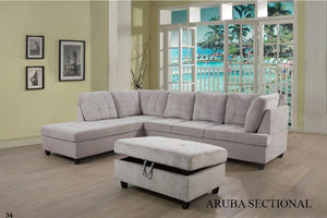 ARUBA - MODERN FABRIC SECTIONAL WITH STORAGE OTTOMAN