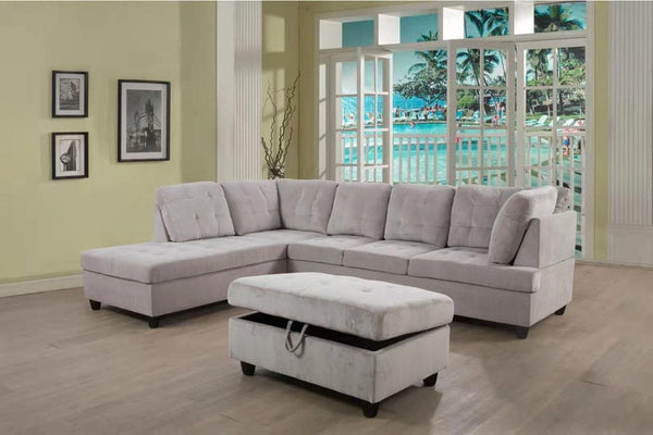 ARUBA - MODERN FABRIC SECTIONAL WITH STORAGE OTTOMAN