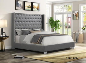 MIRA - MODERN PLATFORM BED WITH SOFT HEADBOARD