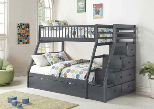 MARI - BUNK BED SINGLE OVER DOUBLE WITH TRUNDLE AND STORAGE